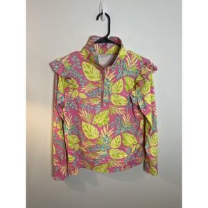 Mary Square Sm‎ Charleston Vine Time Floral Pink UPF 50+ Top Quarter Zip Sporty